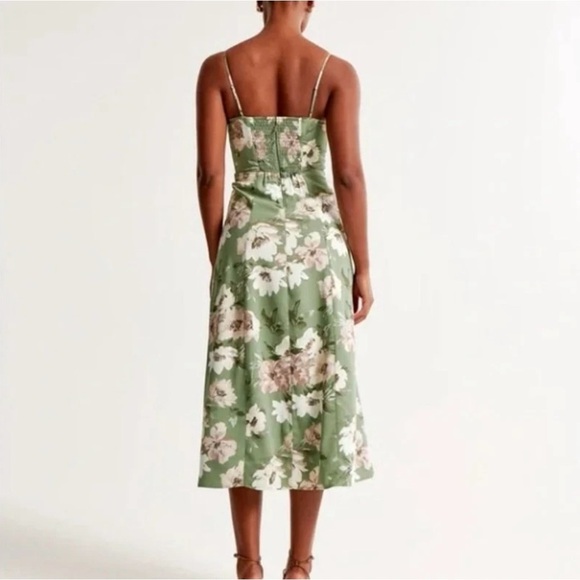 Abercrombie Camille Green Pink Floral Midi Dress XS Petite Spaghetti Straps XSP - Picture 2 of 6